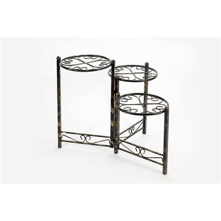 ORE INTERNATIONAL ORE International LB-1704 24.41 in. Three Tier Heart Clover Round Plant Stand LB-1704